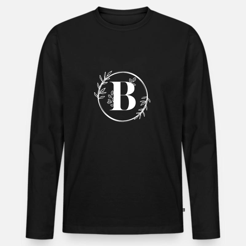 Blumenbuchstabe B - Männer Premium Bio Langarmshirt - Schwarz