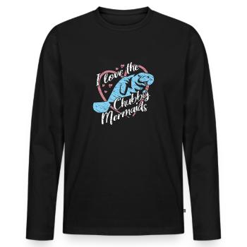 Ich liebe Manatees, Dugongs. Farbenfrohes Design - Männer Premium Bio Langarmshirt - Schwarz - Vorne - Nico (187cm)