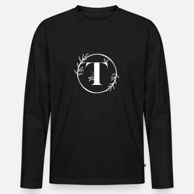 Blumenbuchstabe T - Männer Premium Bio Langarmshirt - Schwarz