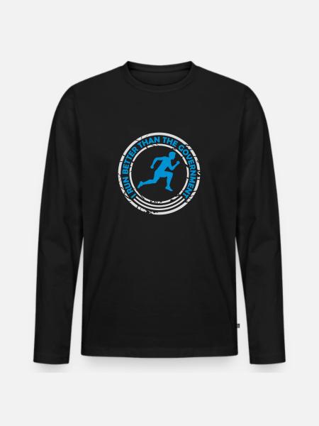 run better than government - Men's Premium Organic Long Sleeve Shirt - black