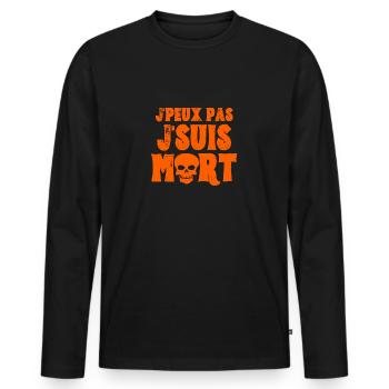 J'peux pas j'suis mort - Halloween Humour Homme - T-shirt manches longues Premium bio Homme - noir - Devant - Nico (187cm)