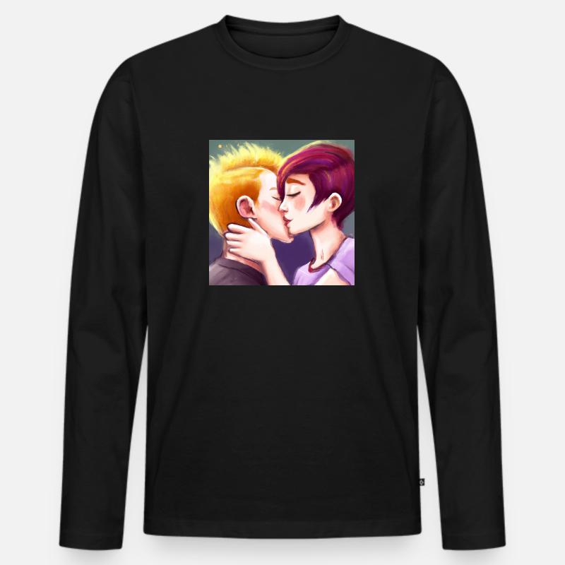 LGBT Queer Kuss 🌈🌈 - Männer Premium Bio Langarmshirt - Schwarz