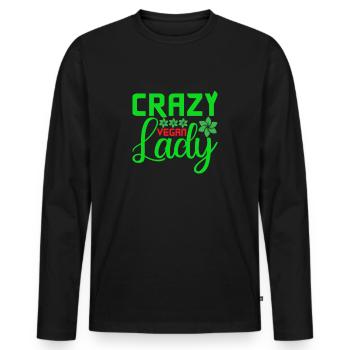 Crazy Vegan Lady - Men's Premium Organic Long Sleeve Shirt - black - Front - Nico (187cm)