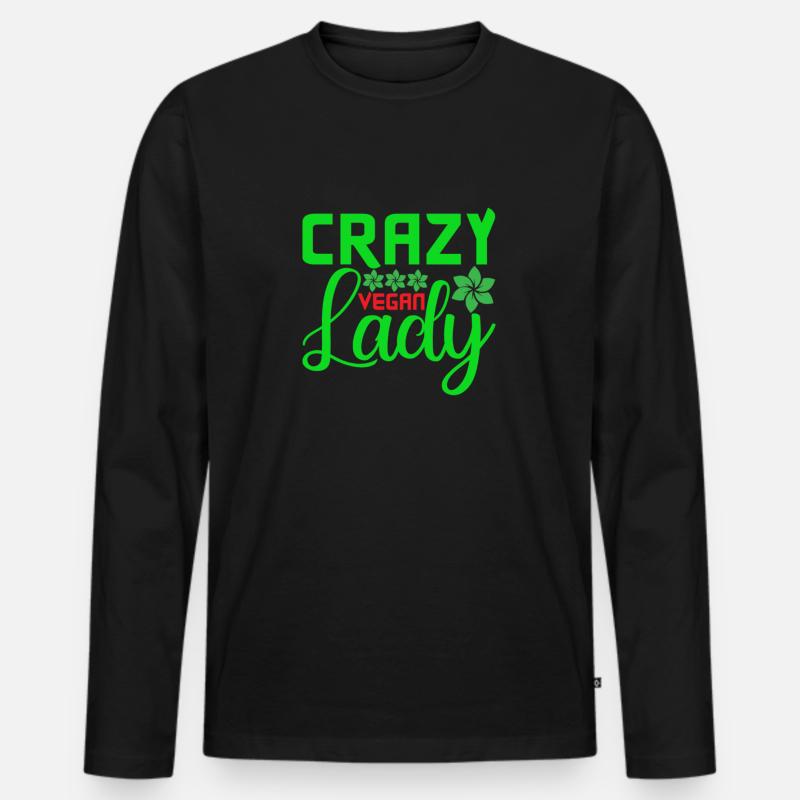 Crazy Vegan Lady - Männer Premium Bio Langarmshirt - Schwarz