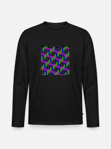 Geometrie2 - Männer Premium Bio Langarmshirt - Schwarz