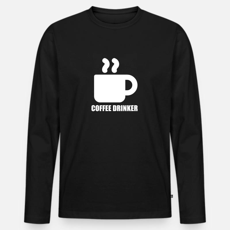 Coffee Drinker - Männer Premium Bio Langarmshirt - Schwarz