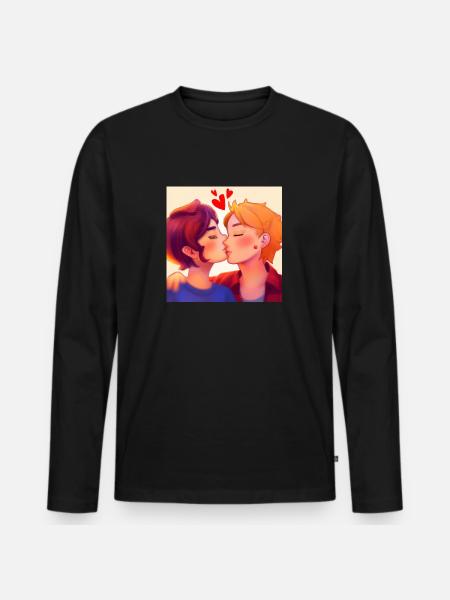 LGBT Queer Kuss 🌈🌈 - Männer Premium Bio Langarmshirt - Schwarz