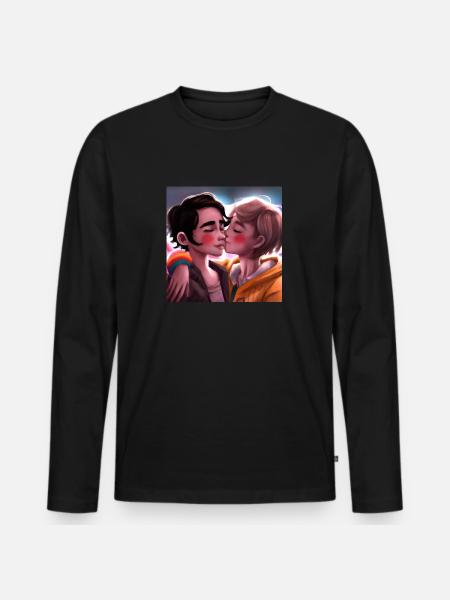 LGBT Queer Kuss 🌈🌈 - Männer Premium Bio Langarmshirt - Schwarz