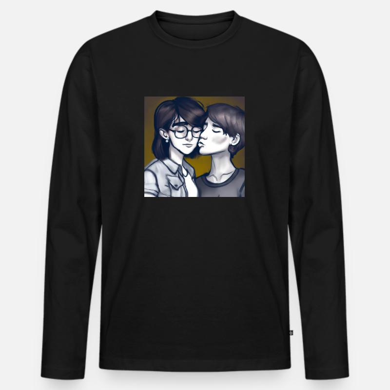 LGBT Queer Kuss 🌈🌈 - Männer Premium Bio Langarmshirt - Schwarz