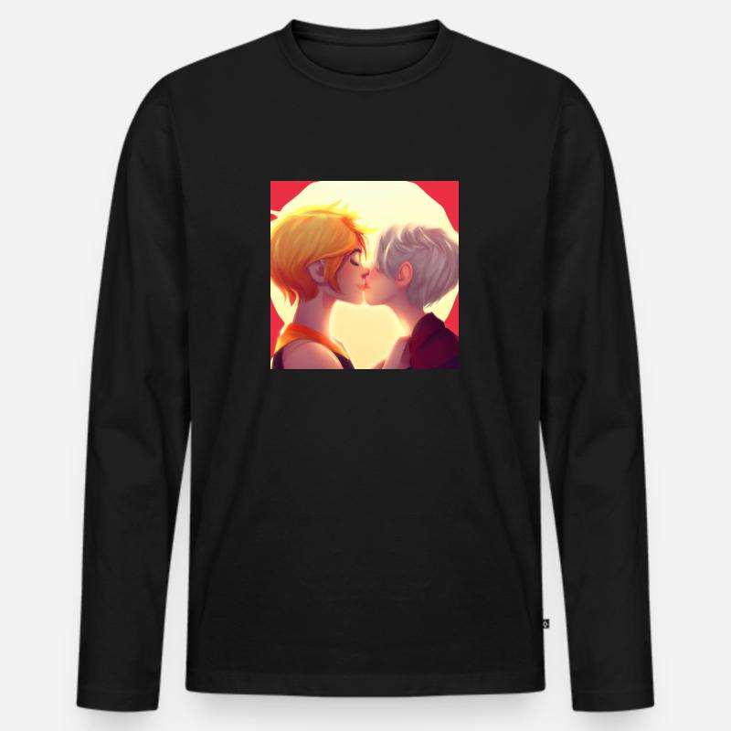 LGBT Queer Kuss 🌈🌈 - Männer Premium Bio Langarmshirt - Schwarz