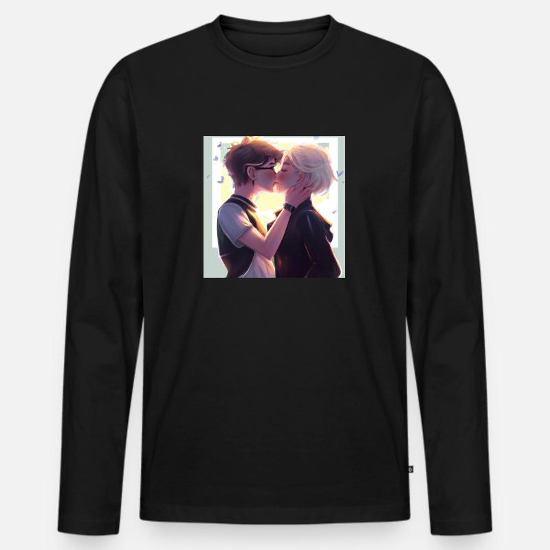 LGBT Queer Kuss 🌈🌈 - Männer Premium Bio Langarmshirt - Schwarz