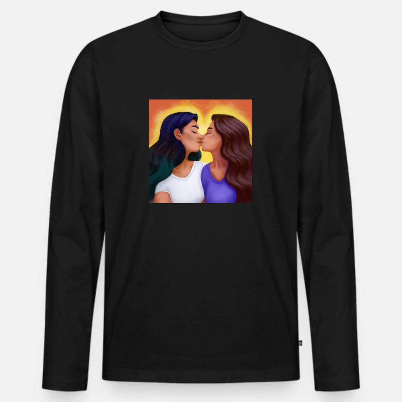 LGBT Queer Kuss 🌈🌈 - Männer Premium Bio Langarmshirt - Schwarz