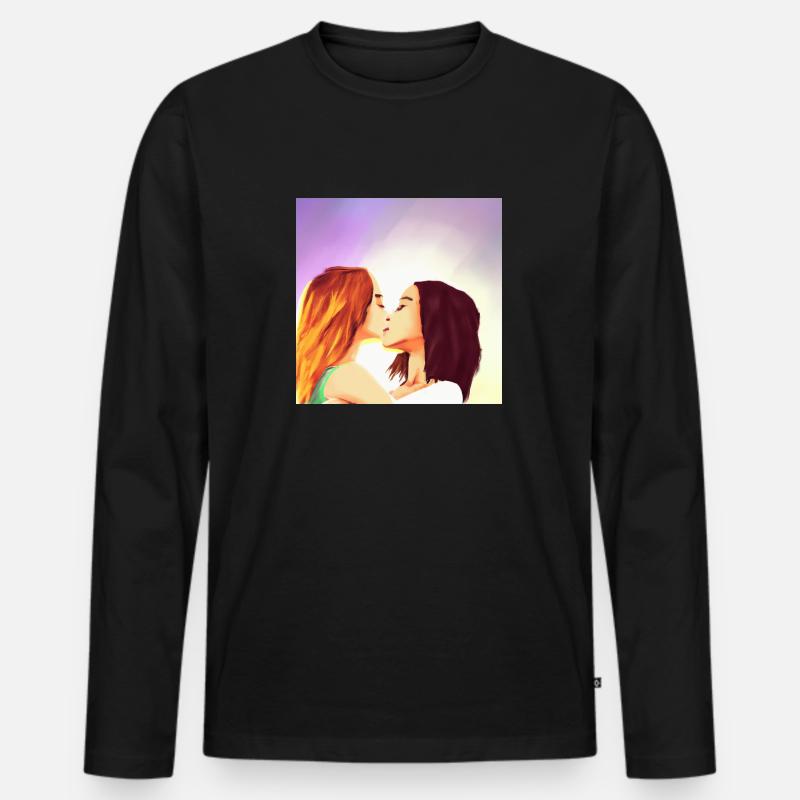 LGBT Queer Kuss 🌈🌈 - Männer Premium Bio Langarmshirt - Schwarz