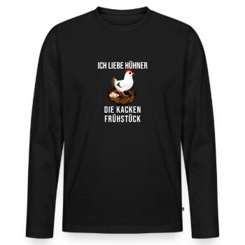 Ich liebe Hühner Frühstück lustiger Spruch - Männer Premium Bio Langarmshirt - Schwarz - Vorne - Nico (187cm)