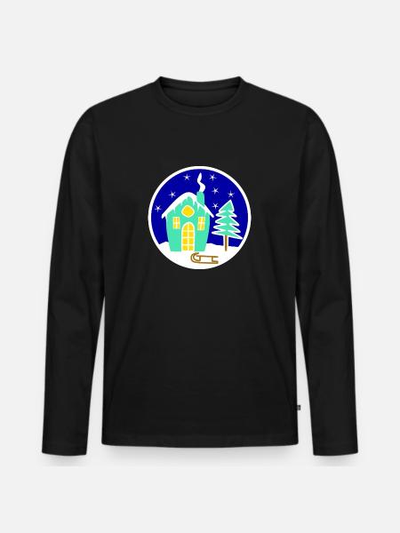 Winterlandschaft - Männer Premium Bio Langarmshirt - Schwarz