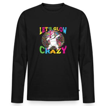 Unicorn Let s Glow Crazy - Männer Premium Bio Langarmshirt - Schwarz - Vorne - Nico (187cm)