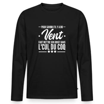 mettre son doigt dans le cul du coq - T-shirt manches longues Premium bio Homme - noir - Devant - Nico (187cm)