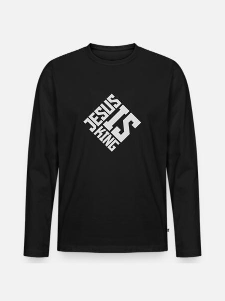 jesus is king quote - Men's Premium Organic Long Sleeve Shirt - black