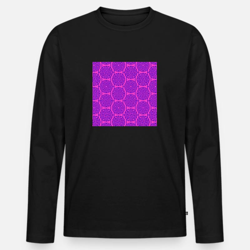 Chinesisches Muster - Männer Premium Bio Langarmshirt - Schwarz