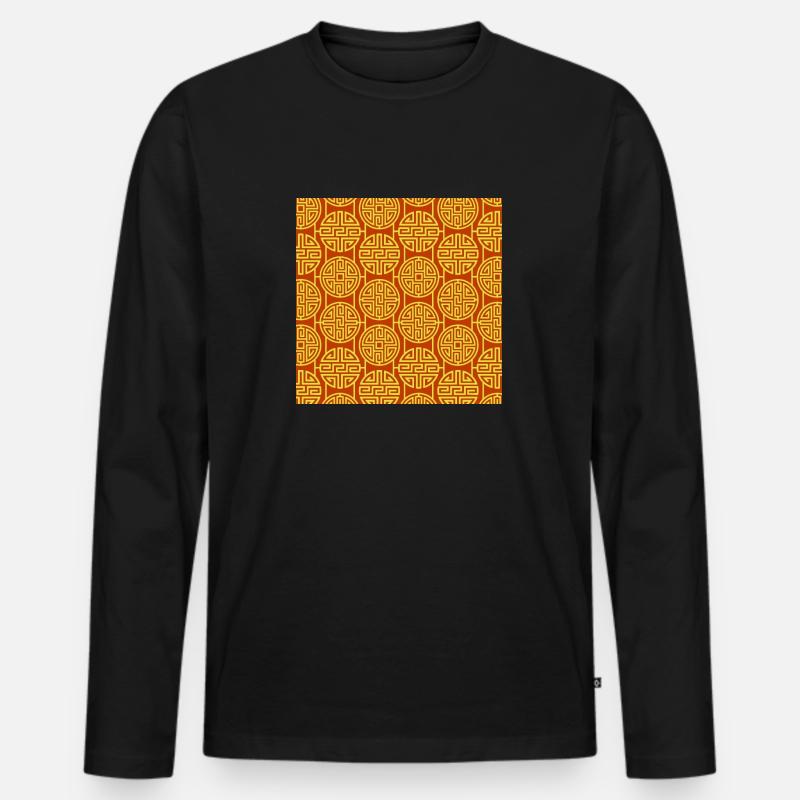 Chinesisches Muster - Männer Premium Bio Langarmshirt - Schwarz