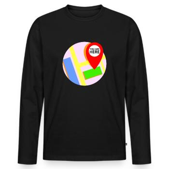 Karte Standort "you are here" - Männer Premium Bio Langarmshirt - Schwarz - Vorne - Nico (187cm)