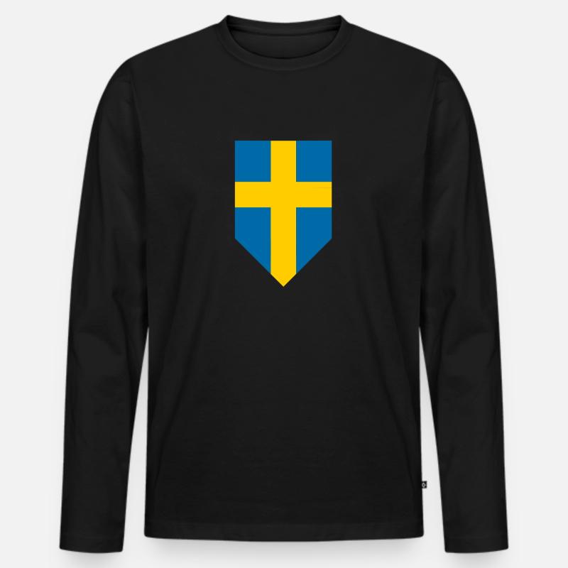 Schweden - Männer Premium Bio Langarmshirt - Schwarz