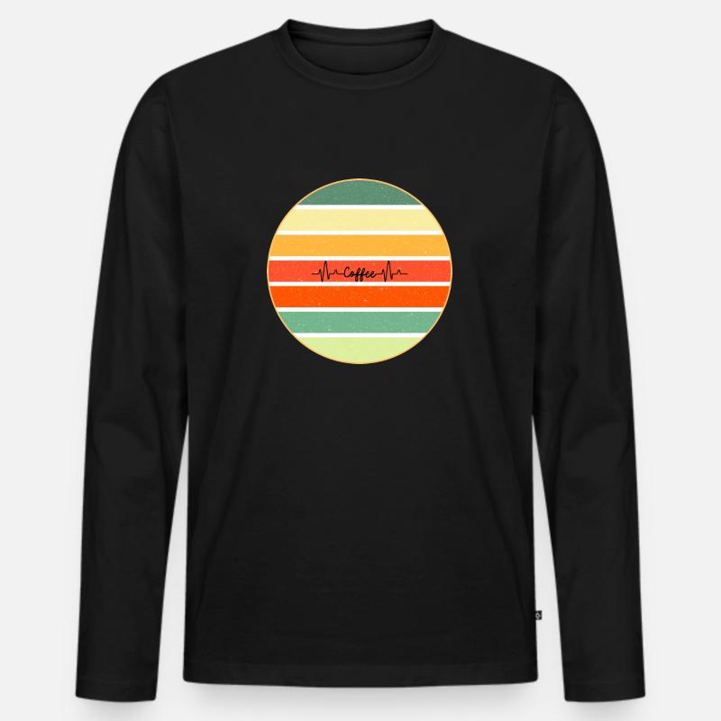 Kaffee Retro Sonnenuntergang - Männer Premium Bio Langarmshirt - Schwarz