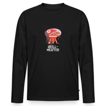 Grillmeister Grillen Essen (Rot) - Männer Premium Bio Langarmshirt - Schwarz - Vorne - Nico (187cm)