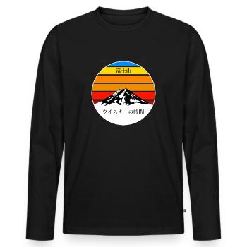 Mt Fuji-Zeit für Whisky - Männer Premium Bio Langarmshirt - Schwarz - Vorne - Nico (187cm)