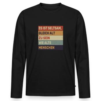 Gleich alt wie alte Menschen - Männer Premium Bio Langarmshirt - Schwarz - Vorne - Nico (187cm)