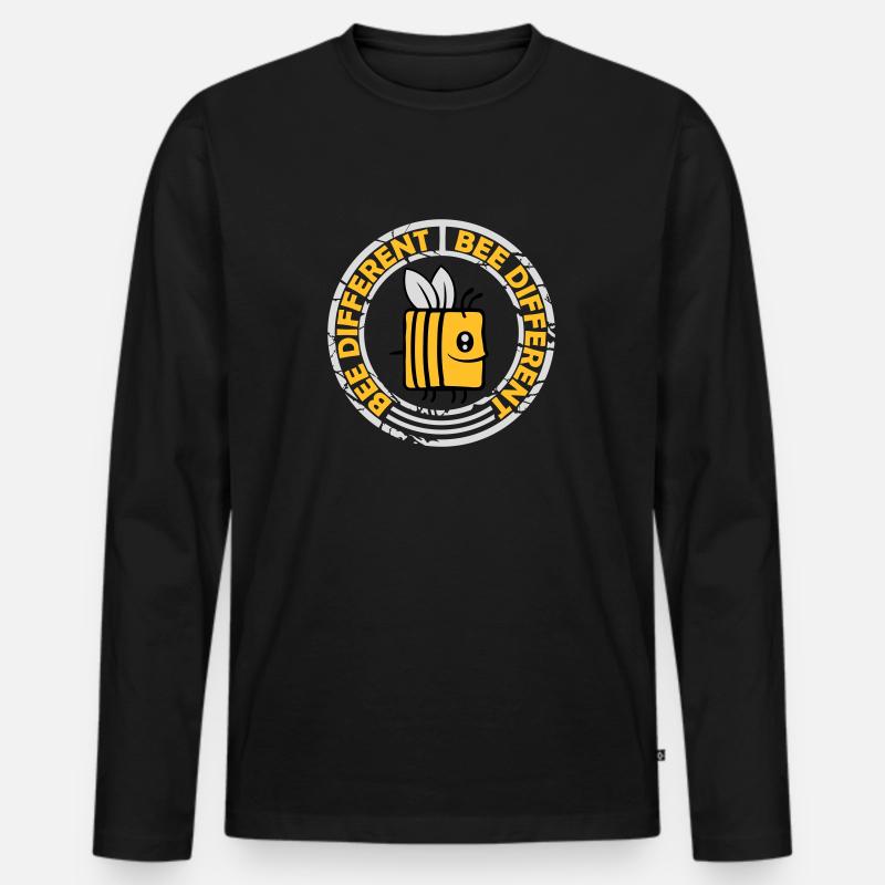 bee different Spruch Zitat - Männer Premium Bio Langarmshirt - Schwarz