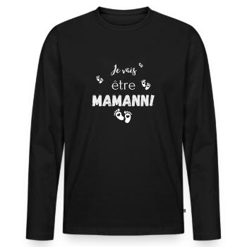 Je vais être maman-annonce grossesse - T-shirt manches longues Premium bio Homme - noir - Devant - Nico (187cm)