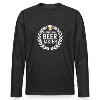 Dégustateur de bière professionnel - T-shirt manches longues Premium bio Homme - anthracite chiné - Devant - Nico (187cm)