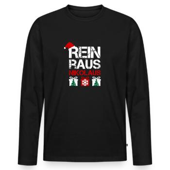 OUT ST. NICHOLAS Noël Cadeau amusant - T-shirt manches longues Premium bio Homme - noir - Devant - Nico (187cm)