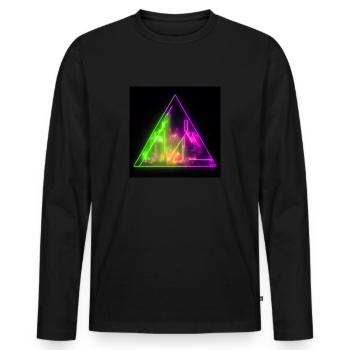 Abstract neon lights triangle cityscape design - Männer Premium Bio Langarmshirt - Schwarz - Vorne - Nico (187cm)