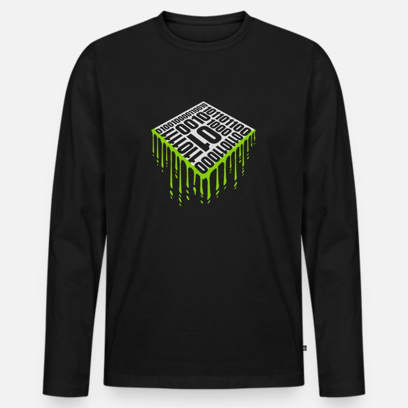 Binary Code Program Language - Men's Premium Organic Long Sleeve Shirt - black