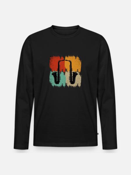 saxophone retro - Men's Premium Organic Long Sleeve Shirt - black