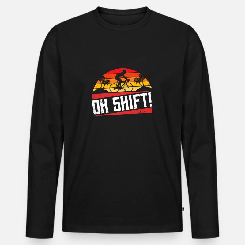 Oh shift - Drôle de cyclisme - T-shirt manches longues Premium bio Homme - noir