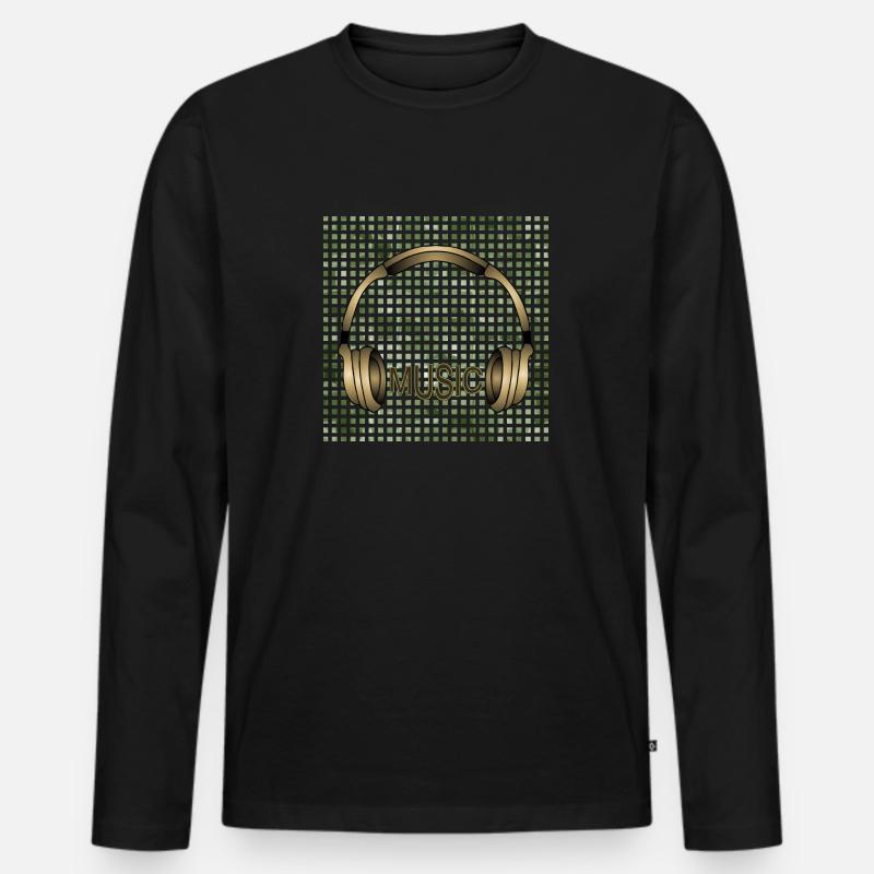 Kopfhörer - Männer Premium Bio Langarmshirt - Schwarz