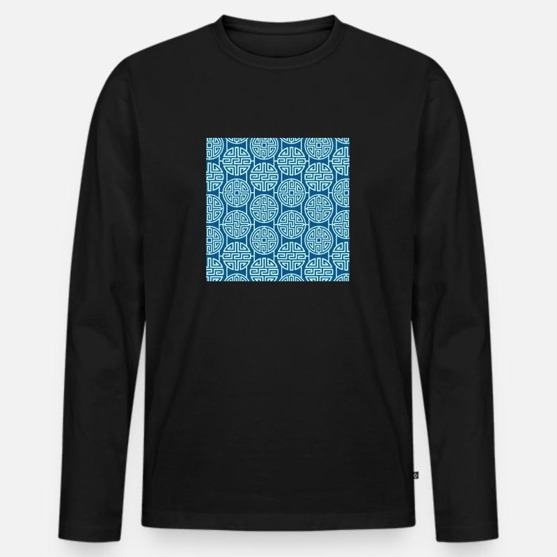Chinesisches Muster - Männer Premium Bio Langarmshirt - Schwarz