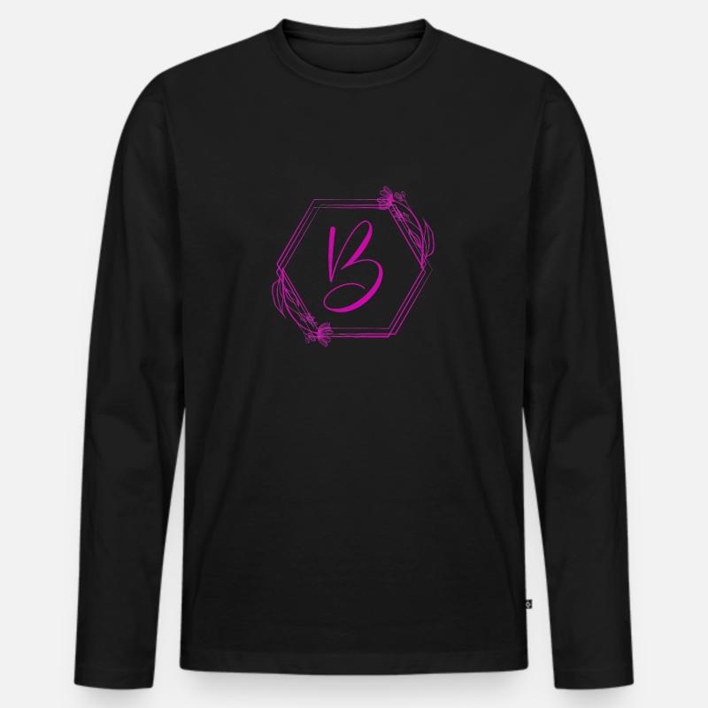 Buchstabe B - Männer Premium Bio Langarmshirt - Schwarz
