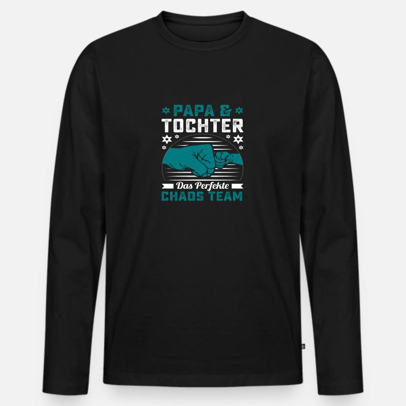 Papa & Tochter Das perfekte Chaos Team - Männer Premium Bio Langarmshirt - Schwarz