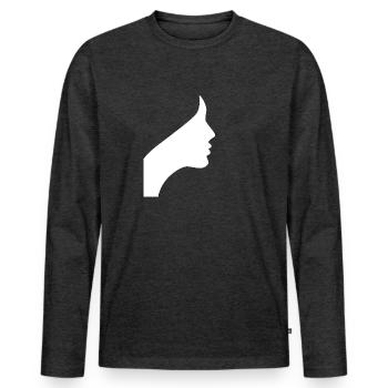 Femme en blanc - T-shirt manches longues Premium bio Homme - anthracite chiné - Devant - Nico (187cm)