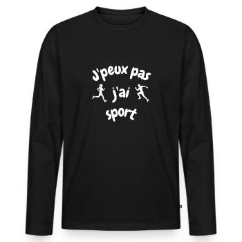 Meilleure site de vente de vetement en ligne - T-shirt manches longues Premium bio Homme - noir - Devant - Nico (187cm)