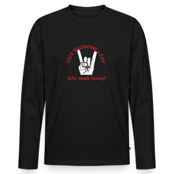Fuck Valentine's Day Let's Mosh. - Männer Premium Bio Langarmshirt - Schwarz - Vorne - Nico (187cm)