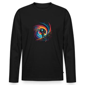Space Portal - for Dark Shirts - Men's Premium Organic Long Sleeve Shirt - black - Front - Nico (187cm)