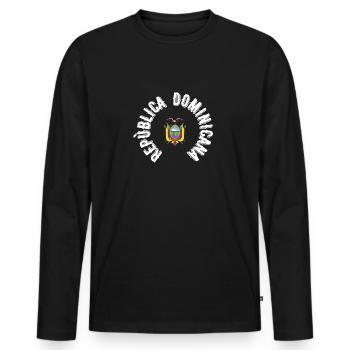 République dominicaine - T-shirt manches longues Premium bio Homme - noir - Devant - Nico (187cm)