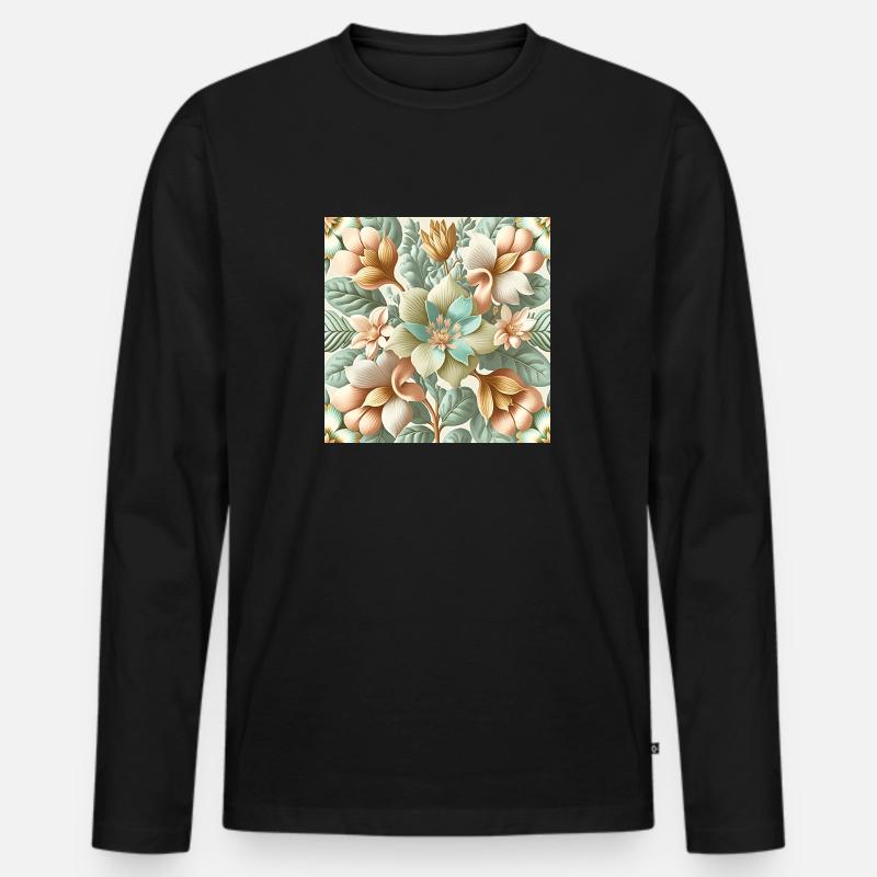 Floral Design 2 - Männer Premium Bio Langarmshirt - Schwarz