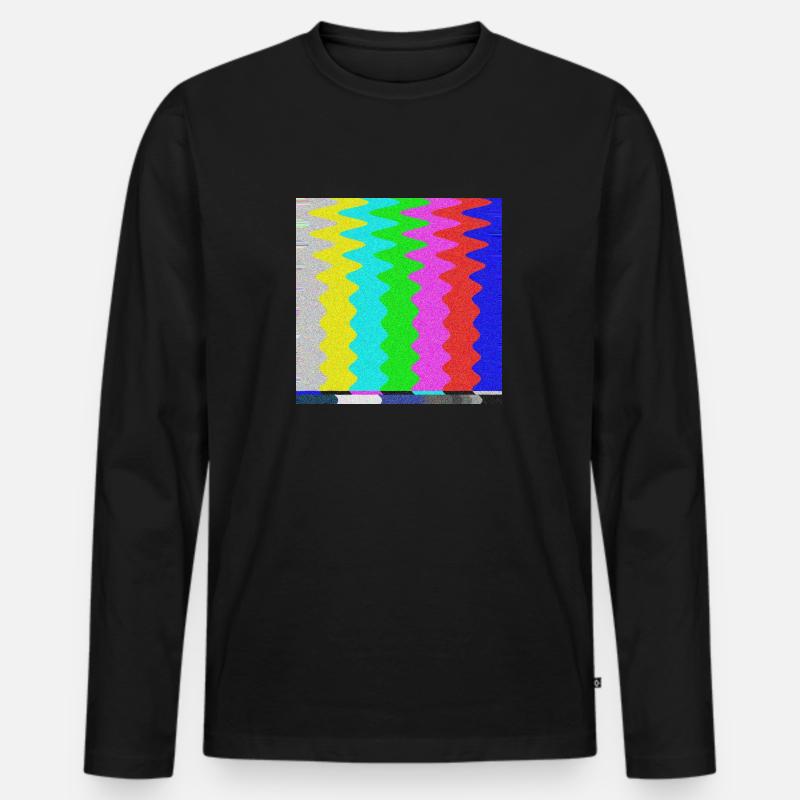 SMPTE-Farbbalken | TV-Farbtestbalken | Bleib dran - Männer Premium Bio Langarmshirt - Schwarz