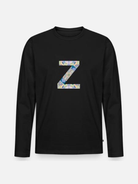 Letter Z in mandala - Men's Premium Organic Long Sleeve Shirt - black